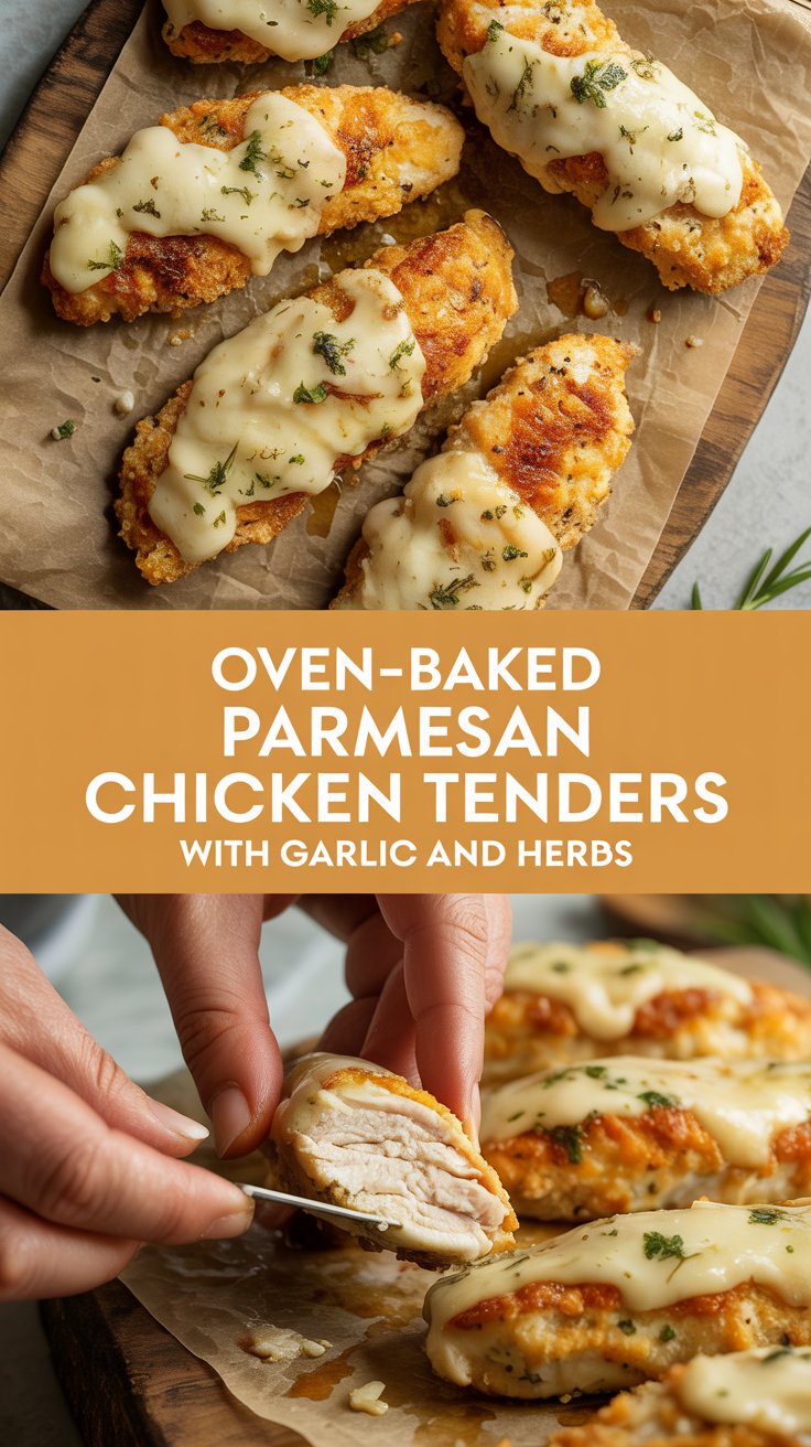 Oven-Baked Parmesan Chicken Tenders with Garlic and Herbs