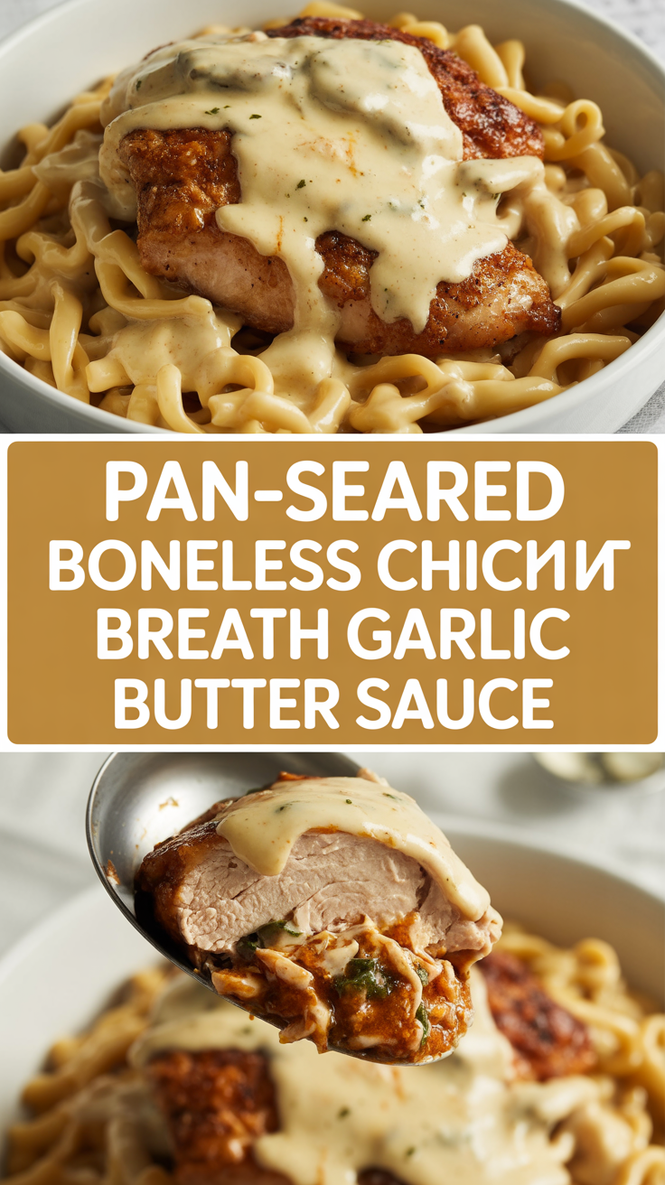 Pan-Seared Boneless Chicken Breast with Garlic Butter Sauce