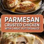 Parmesan crusted chicken with garlic butter sauce