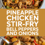 Pineapple chicken stir-fry with bell peppers and onions Pineapple chicken stir-fry with bell peppers and onions
