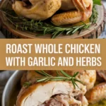 Roast whole chicken with garlic and herbs