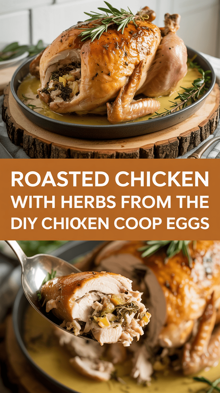 Roasted chicken with herbs from the diy chicken coop eggs