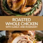 Roasted whole chicken with garlic and rosemary