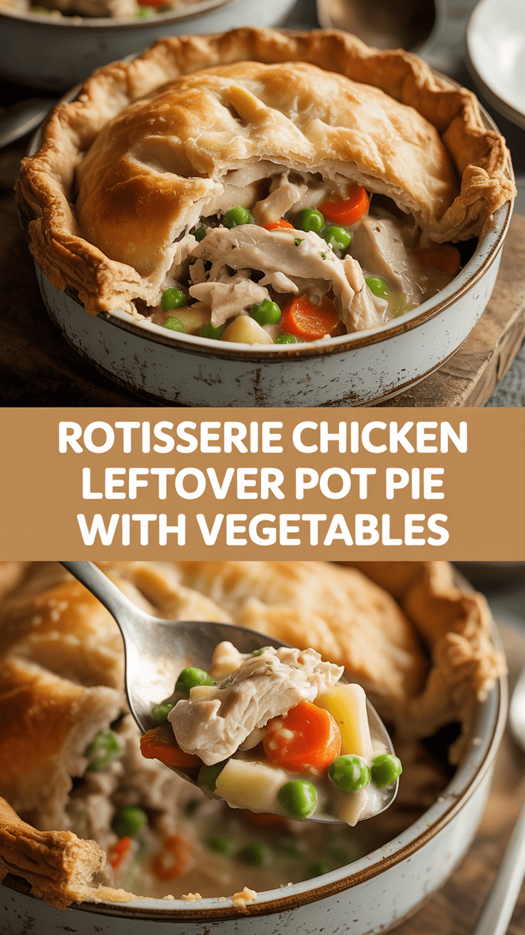 Rotisserie chicken leftover pot pie with vegetables