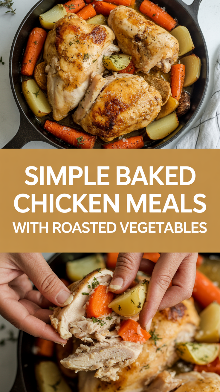 Simple baked chicken meals with roasted vegetables