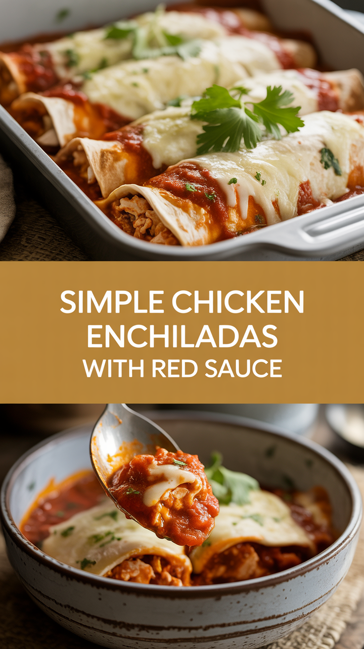 Simple chicken enchiladas with red sauce