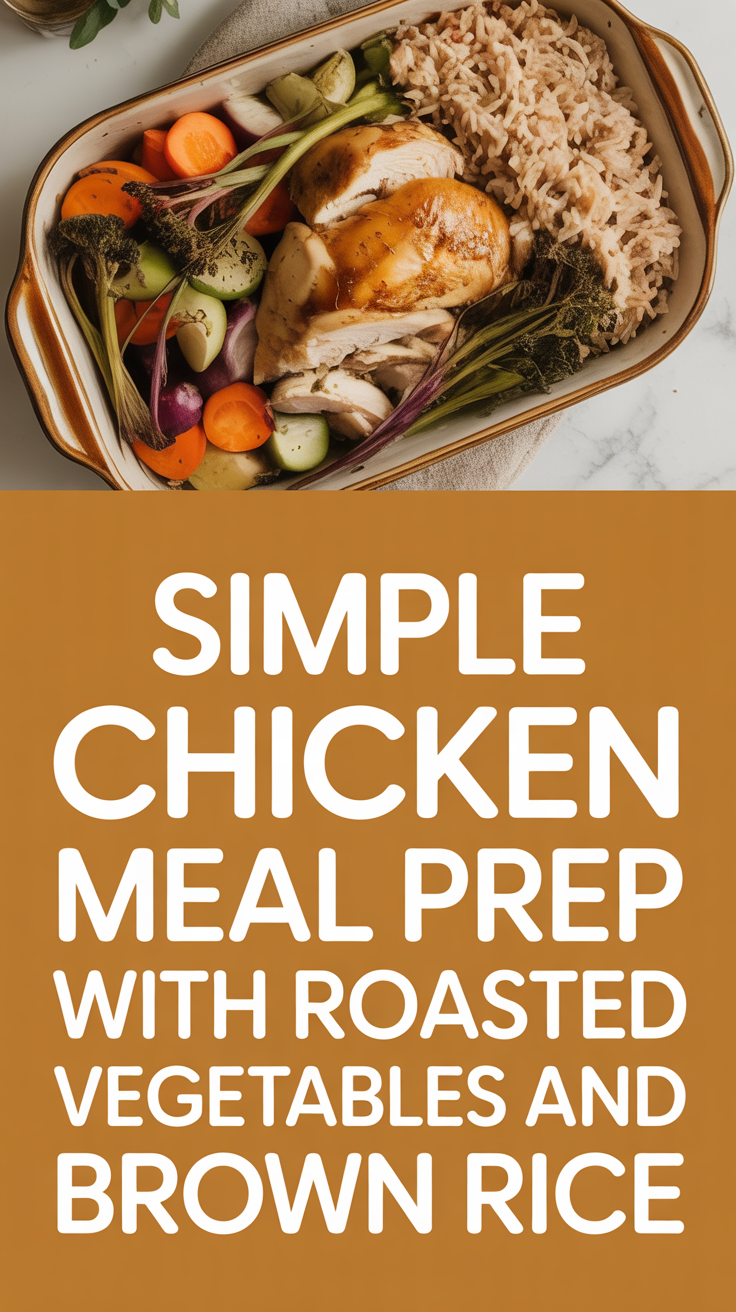 Simple chicken meal prep with roasted vegetables and brown rice