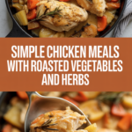 Simple chicken meals with roasted vegetables and herbs