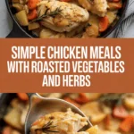 Simple chicken meals with roasted vegetables and herbs Simple chicken meals with roasted vegetables and herbs