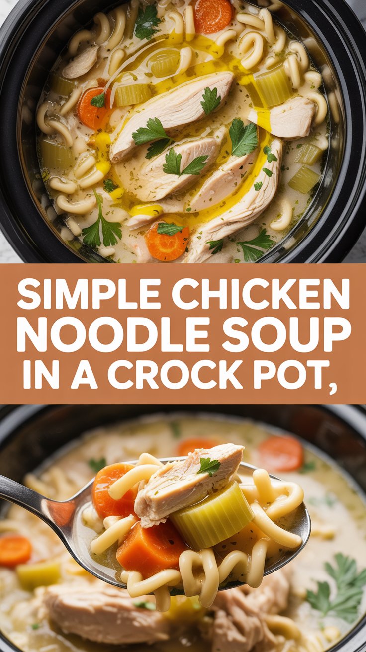 Simple chicken noodle soup in a crock pot