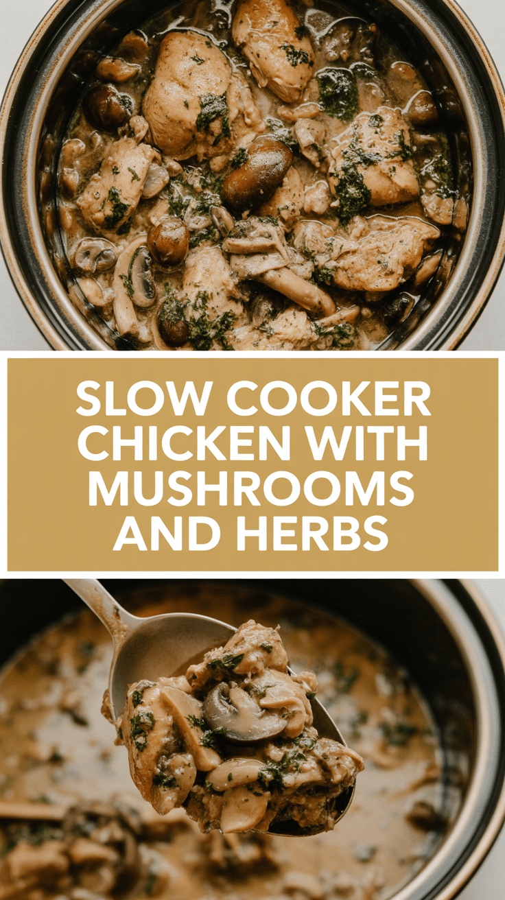 Slow cooker chicken with mushrooms and herbs