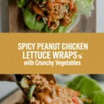 Spicy peanut chicken lettuce wraps with crunchy vegetables Spicy peanut chicken lettuce wraps with crunchy vegetables