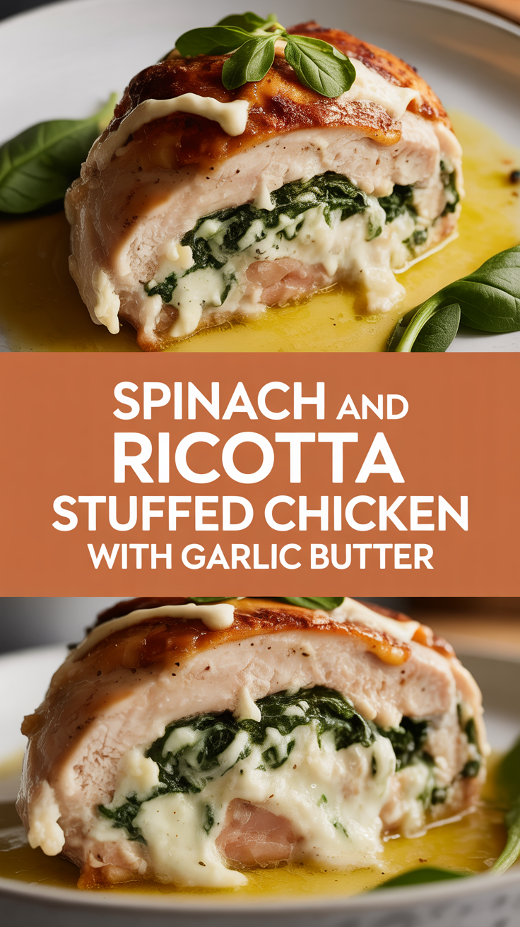 Spinach and Ricotta Stuffed Chicken with Garlic Butter