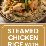 Steamed chicken rice with ginger and scallions