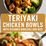 Teriyaki Chicken Bowls with Steamed Broccoli and Rice