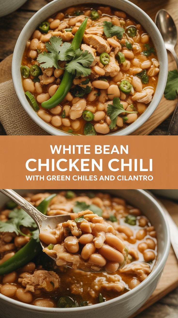 White Bean Chicken Chili with Green Chiles and Cilantro