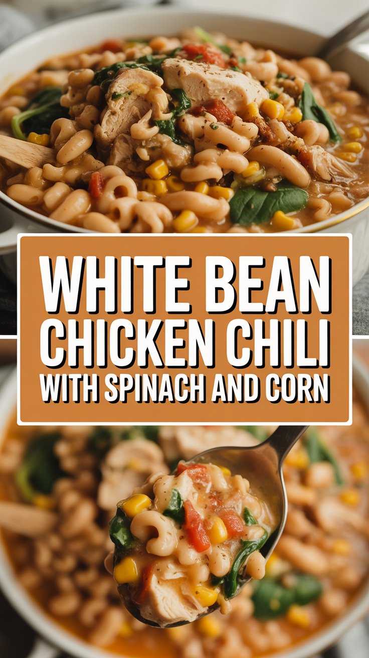 White Bean Chicken Chili with Spinach and Corn