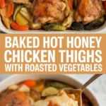 Baked Hot Honey Chicken Thighs with Roasted Vegetables Baked Hot Honey Chicken Thighs with Roasted Vegetables