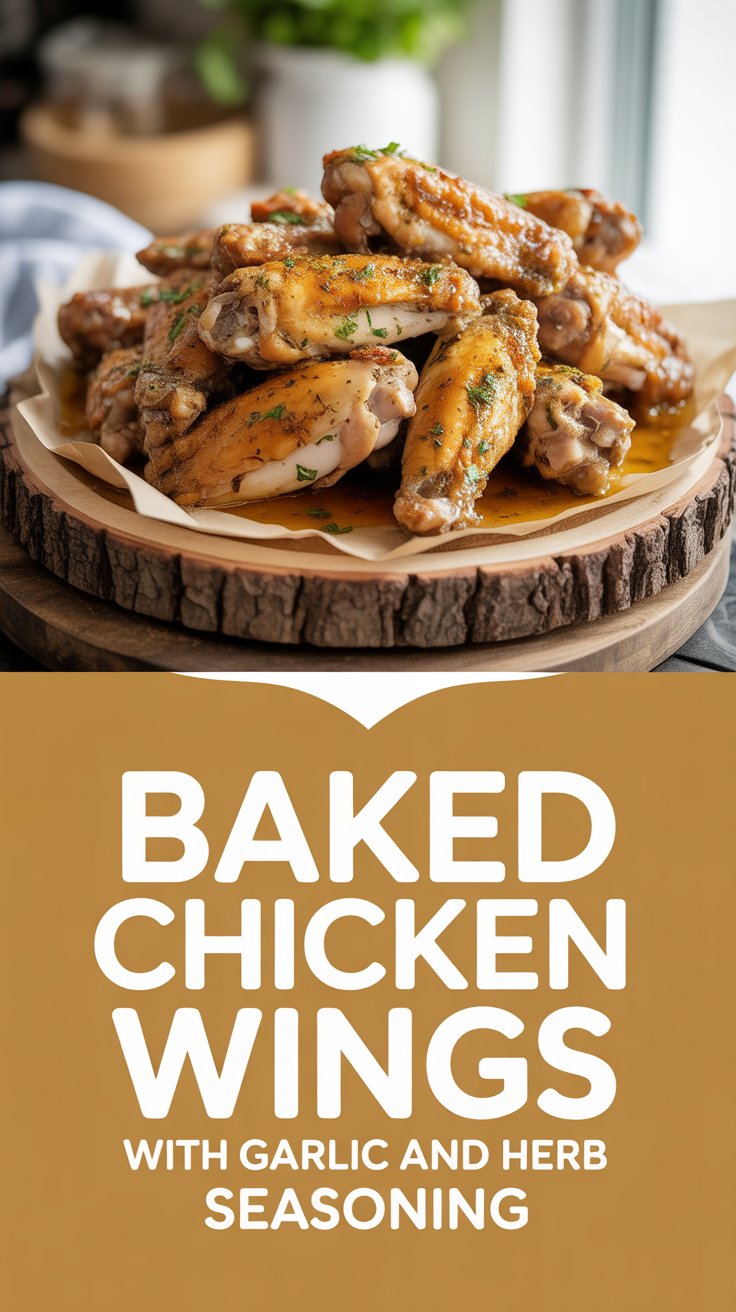 Baked chicken wings with garlic and herb seasoning