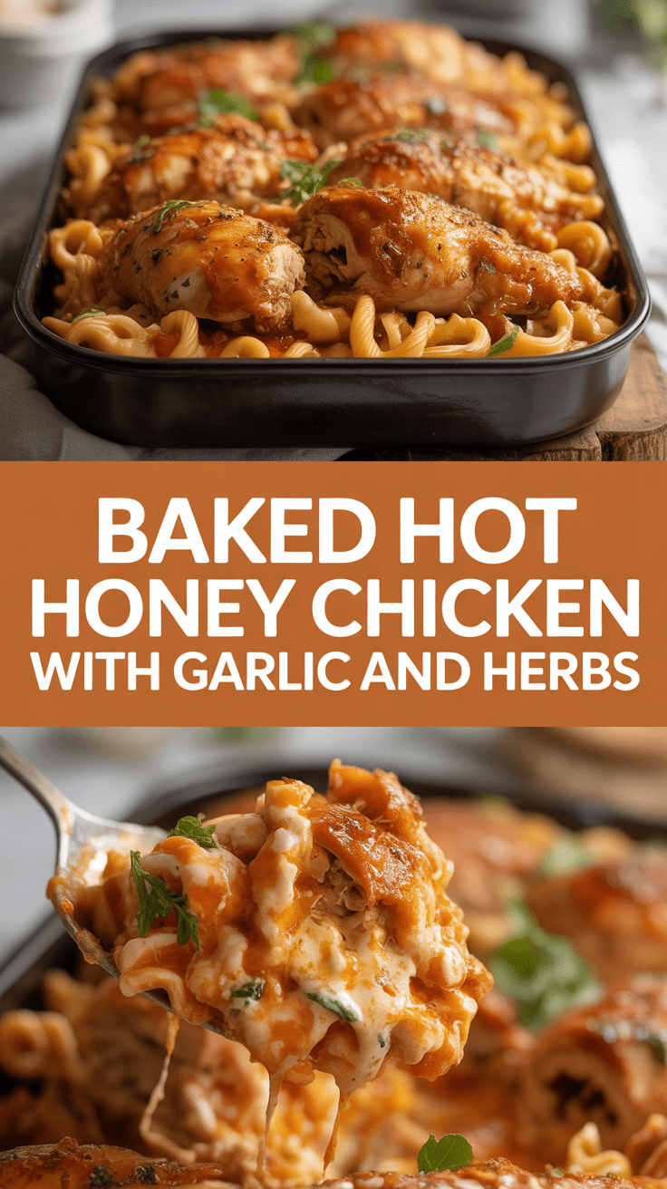 Baked hot honey chicken with garlic and herbs