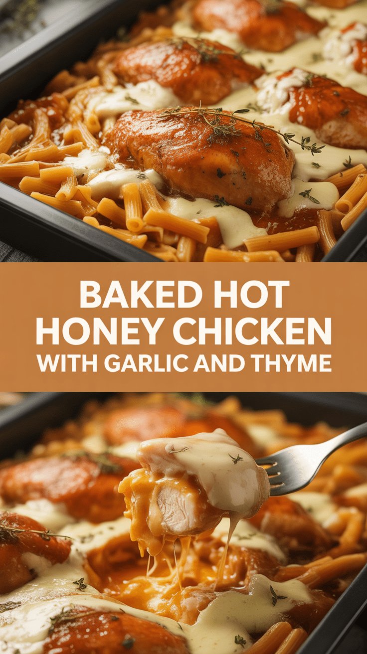 Baked hot honey chicken with garlic and thyme