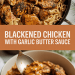 Blackened chicken with garlic butter sauce