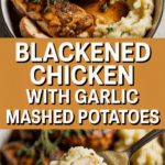 Blackened chicken with garlic mashed potatoes