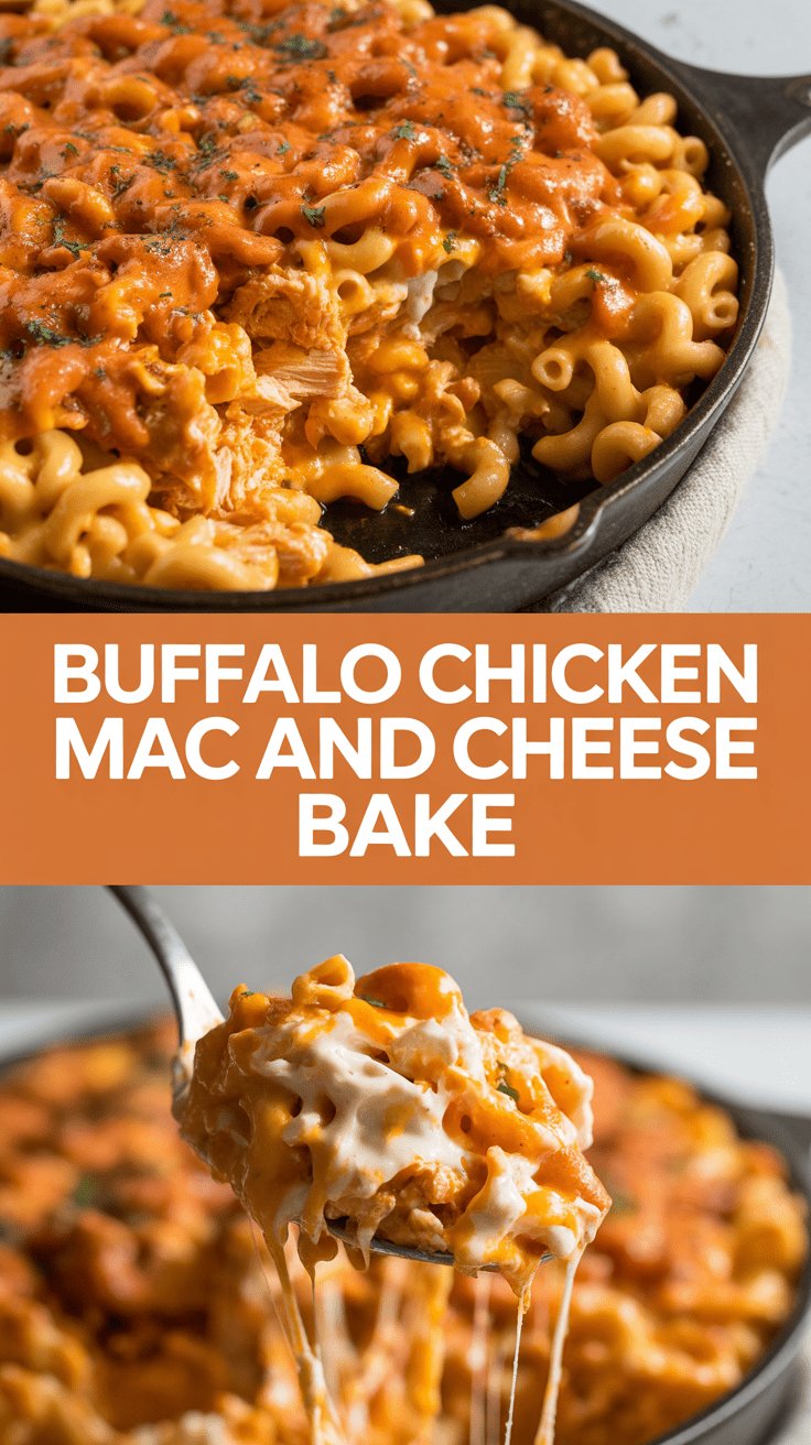 Buffalo Chicken Mac and Cheese Bake