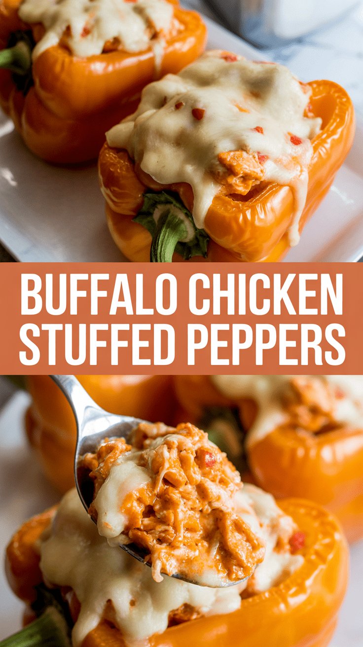 Buffalo Chicken Stuffed Sweet Peppers