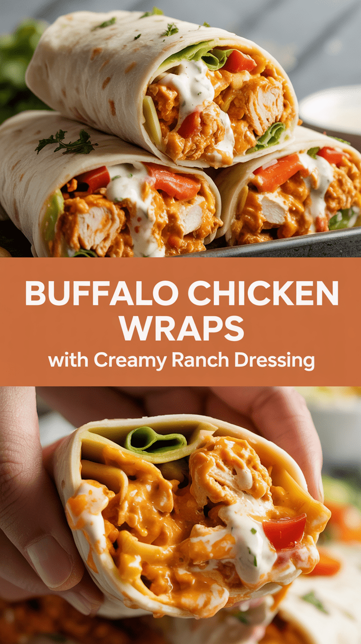Buffalo Chicken Wraps with Creamy Ranch Dressing