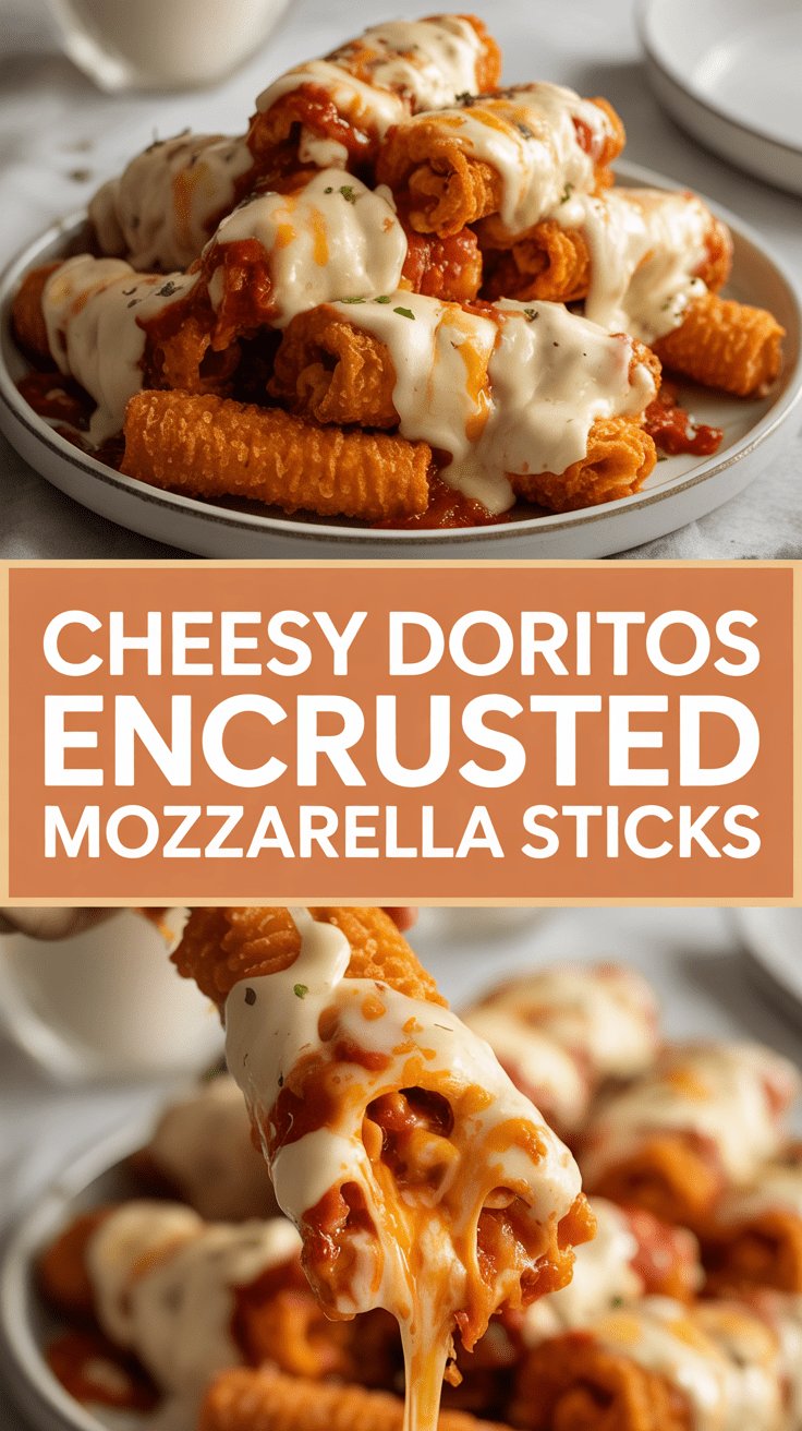 Cheesy Doritos Encrusted Mozzarella Sticks