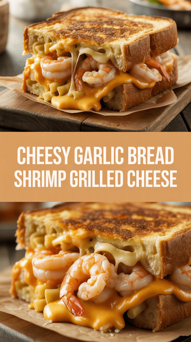 Cheesy Garlic Bread Shrimp Grilled Cheese