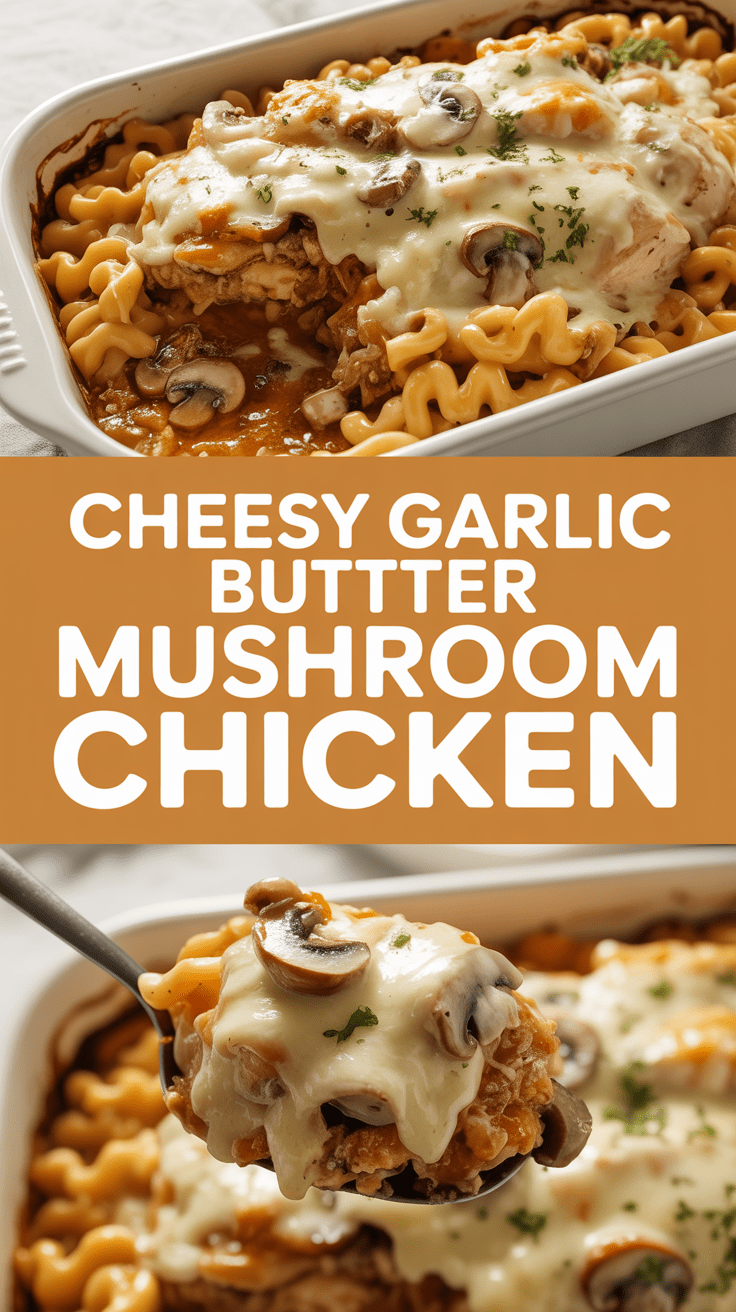 Cheesy Garlic Butter Mushroom Chicken