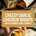 Cheesy Garlic Chicken Wraps with Spinach and Tomato
