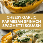 Cheesy Garlic Parmesan Spinach Spaghetti Squash