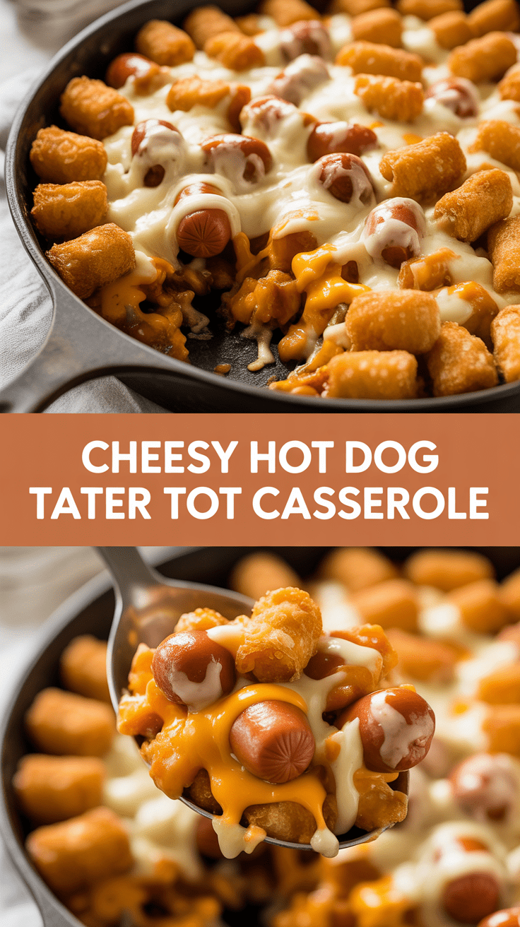 Cheesy Hot Dog Tater Tot Casserole