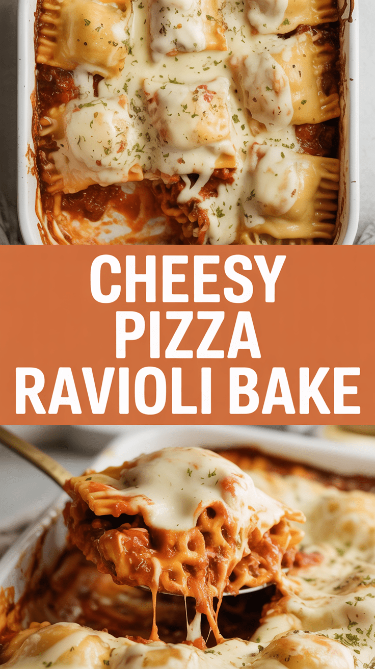 Cheesy Pizza Ravioli Bake