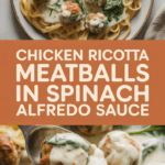Chicken Ricotta Meatballs In Spinach Alfredo Sauce