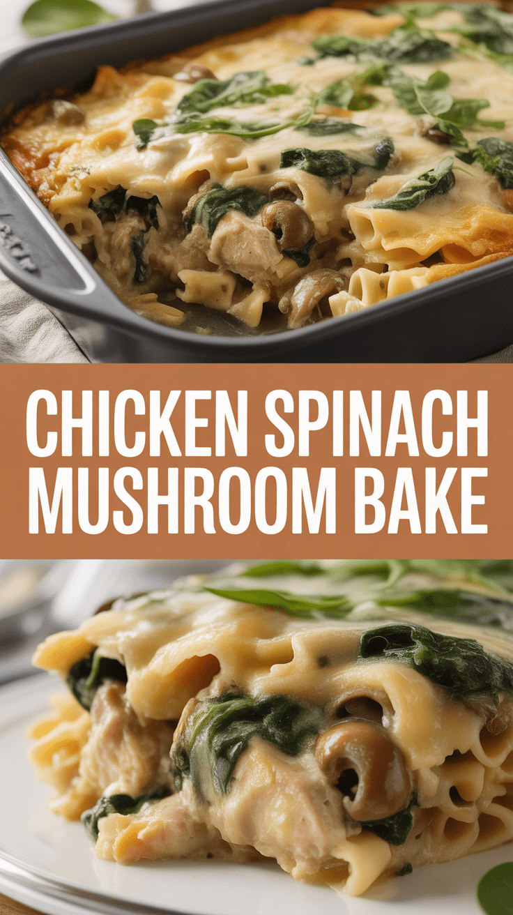 Chicken Spinach Mushroom Bake