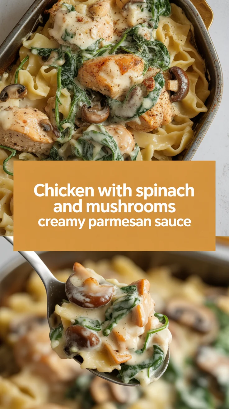 Chicken With Spinach And Mushrooms Creamy Parmesan Sauce