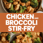 Chicken and broccoli stir-fry with garlic and ginger
