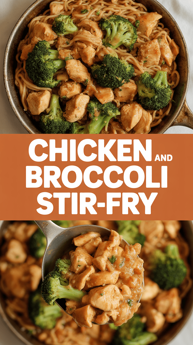 Chicken and broccoli stir-fry with garlic and ginger