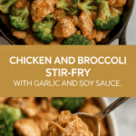 Chicken and broccoli stir-fry with garlic and soy sauce
