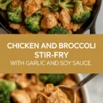 Chicken and broccoli stir-fry with garlic and soy sauce Chicken and broccoli stir-fry with garlic and soy sauce