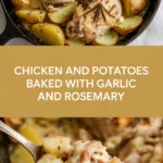 Chicken and potatoes baked with garlic and rosemary Chicken and potatoes baked with garlic and rosemary