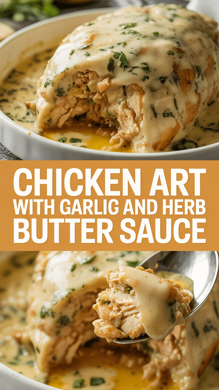 Chicken art with garlic and herb butter sauce