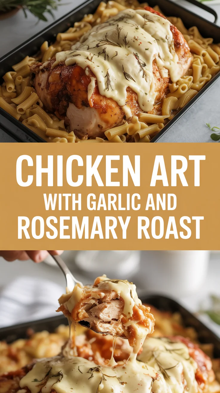 Chicken art with garlic and rosemary roast