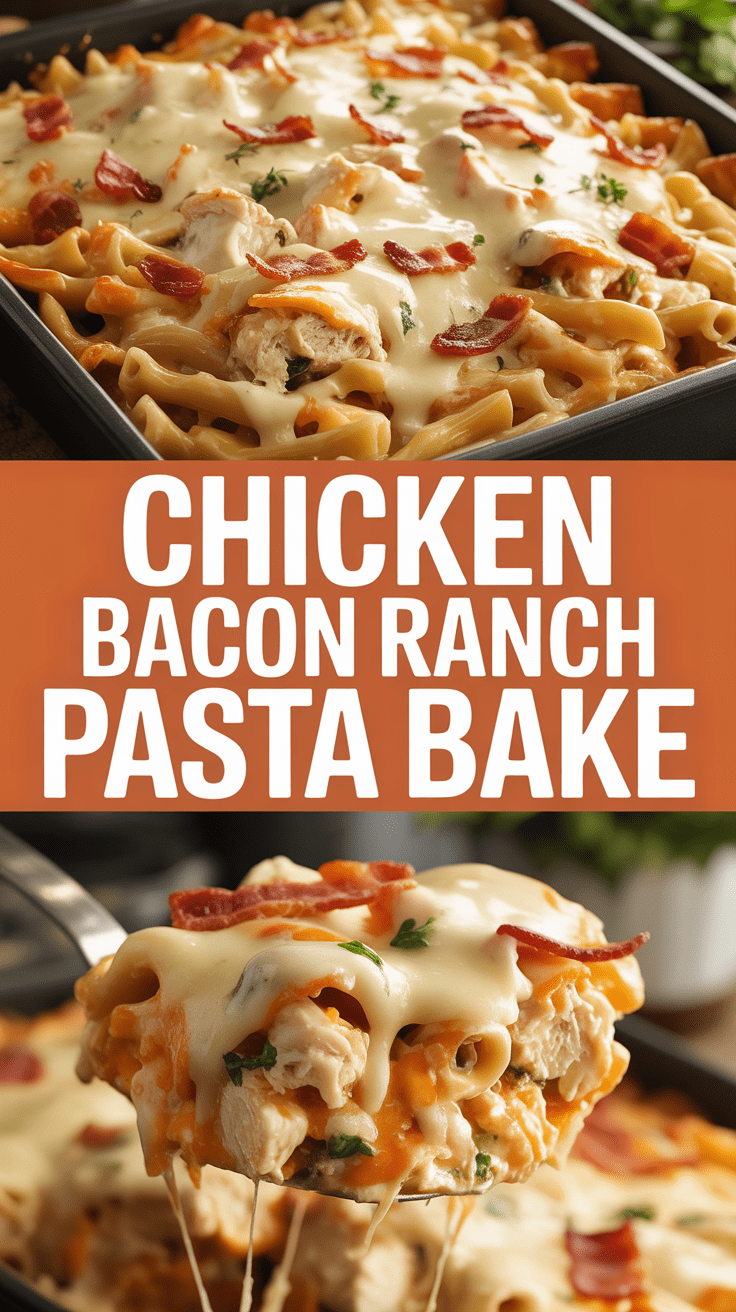 Chicken bacon ranch pasta bake