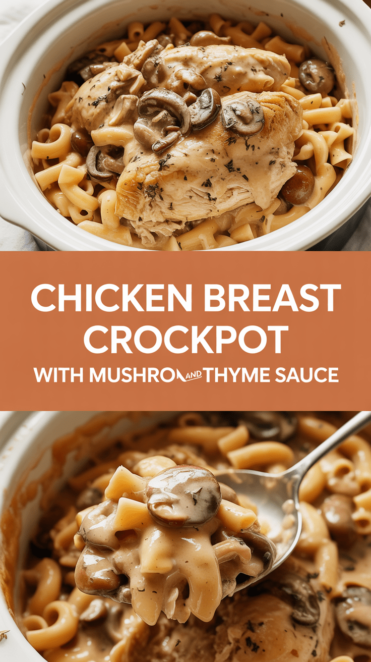 Chicken breast crockpot with mushroom and thyme sauce