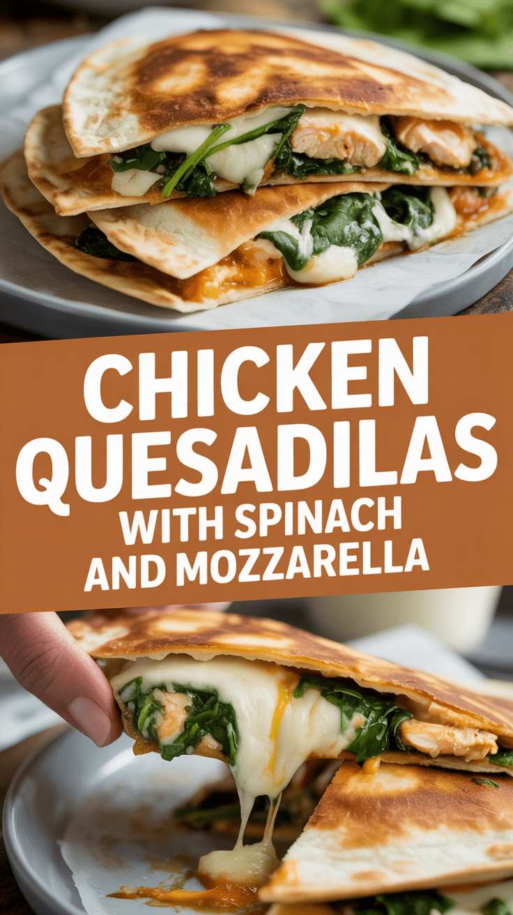 Chicken quesadillas with spinach and mozzarella